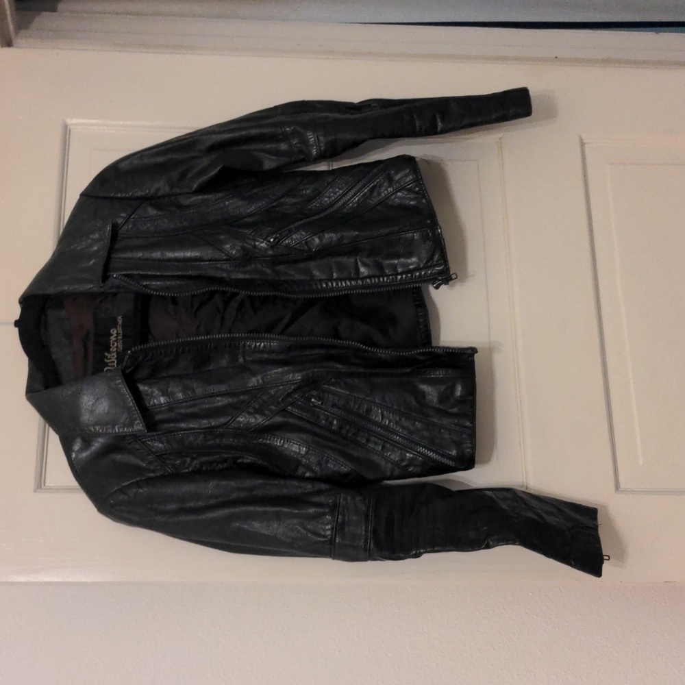 Genuine leather black jacket some marks and wear